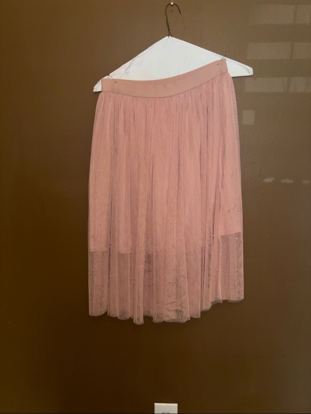 Esley Collection Dusty Pink Tulle Midi Skirt - Picture 4 of 7